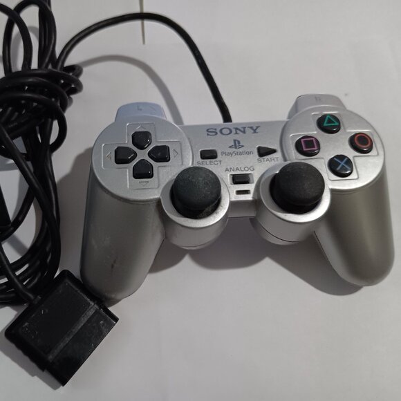 PS2 Silver Dualshock 2 SPCH-10010 Sony Playstation 2 Controller - Picture 1 of 2